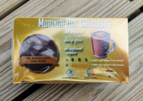 Cocoringa Moringa Hot Chocolate - 10 Packets - Brain Health, Vegan, Dairy-free