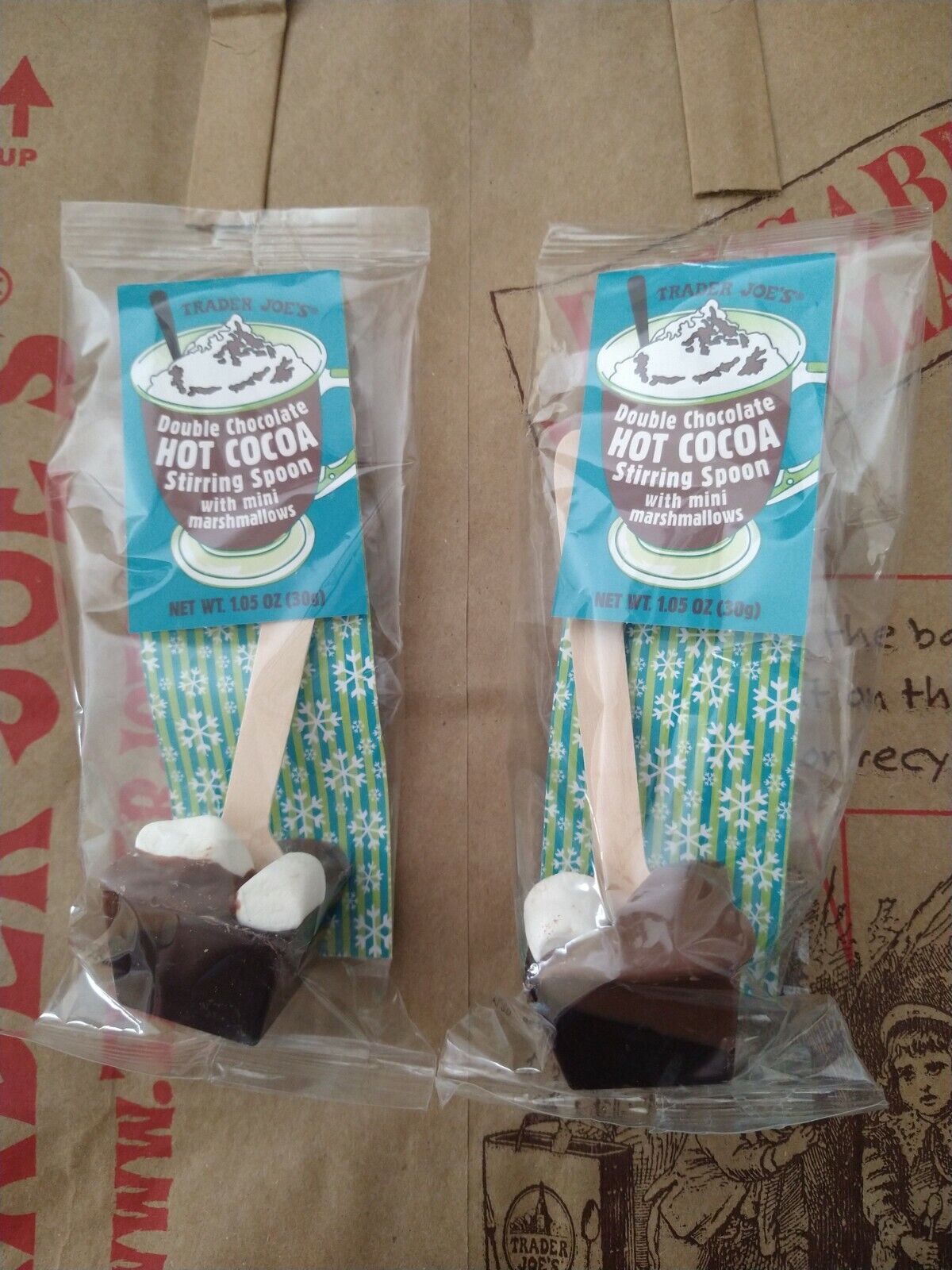 2x Trader Joe's Double Chocolate Hot Cocoa Stirring Spoon With Marshmallows