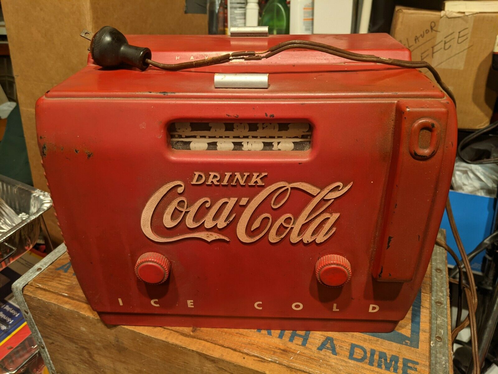 Coca Cola Radio Cooler 1950's, Works.