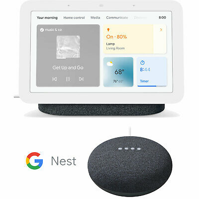 Google Nest Hub Smart Display, Charcoal (2nd Gen) with Mini Speaker Bundle