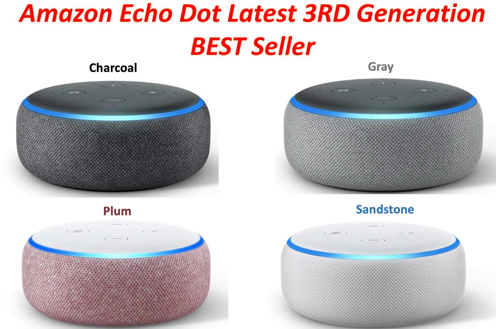 Amazon Echo Dot  3rd Generation With W/ Alexa Voice Media Device- All Colors